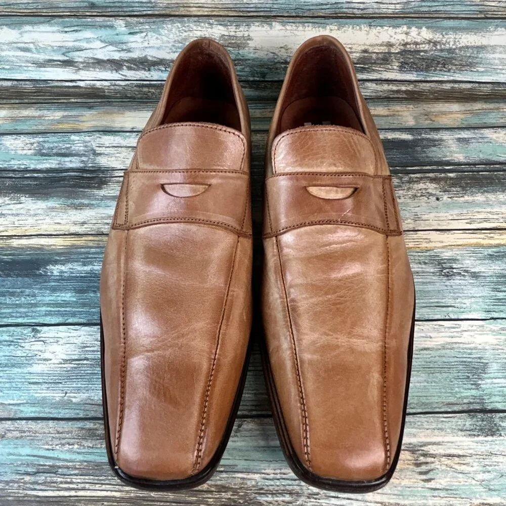 L. Lambertazzi Loafers Mens 11-11.5/44 Brown Leather Handmade Bicycle Toe Dress